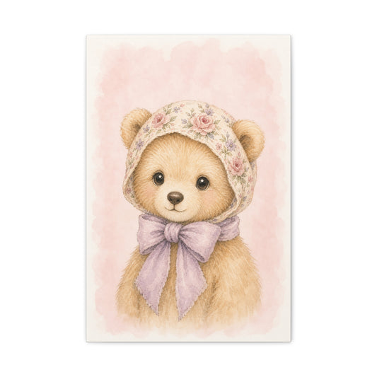Baby Bear Nursery Canvas Wall Art | Watercolor Animal Print | Kids Room Decor