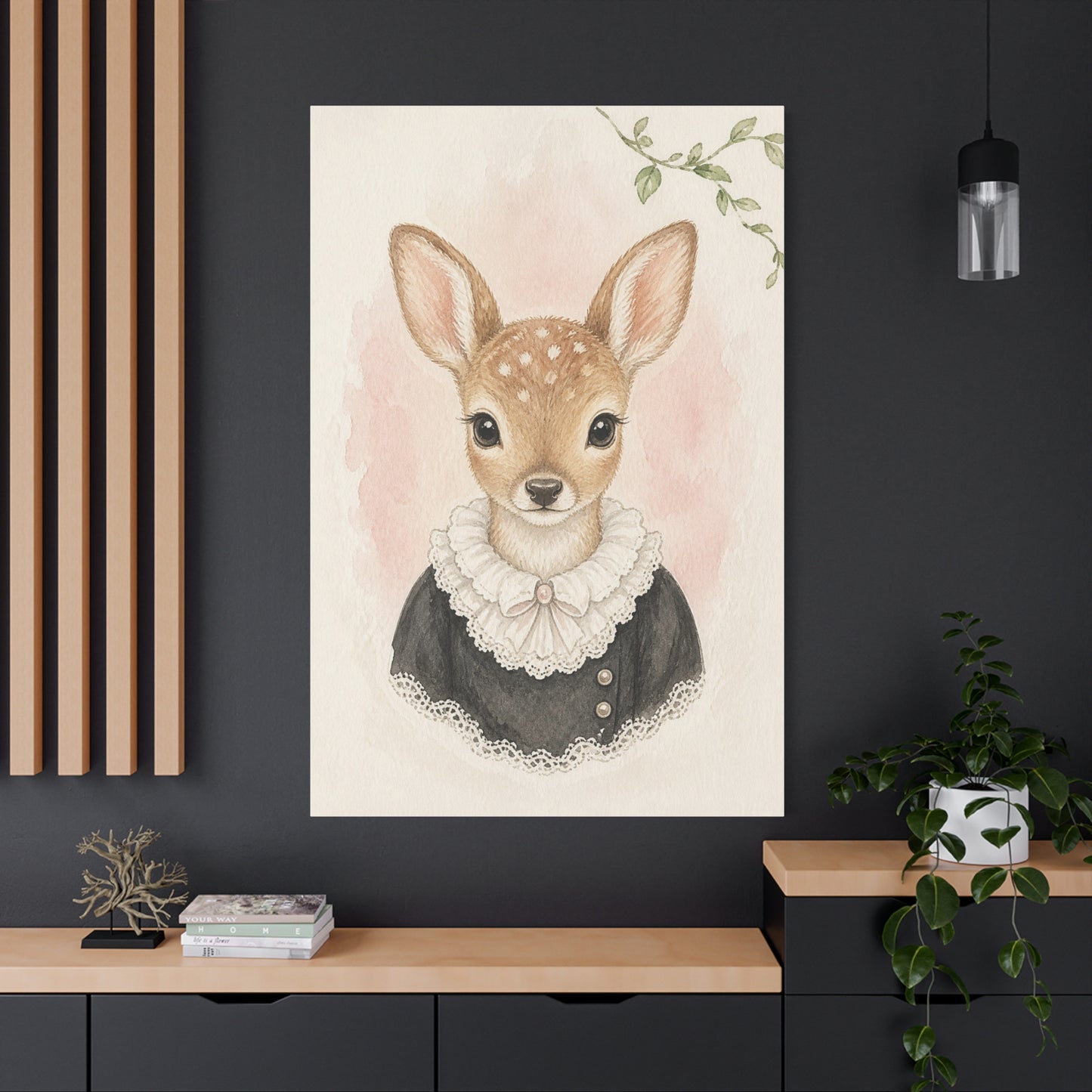 Baby Deer Nursery Canvas Wall Art | Watercolor Animal Print | Kids Room Decor