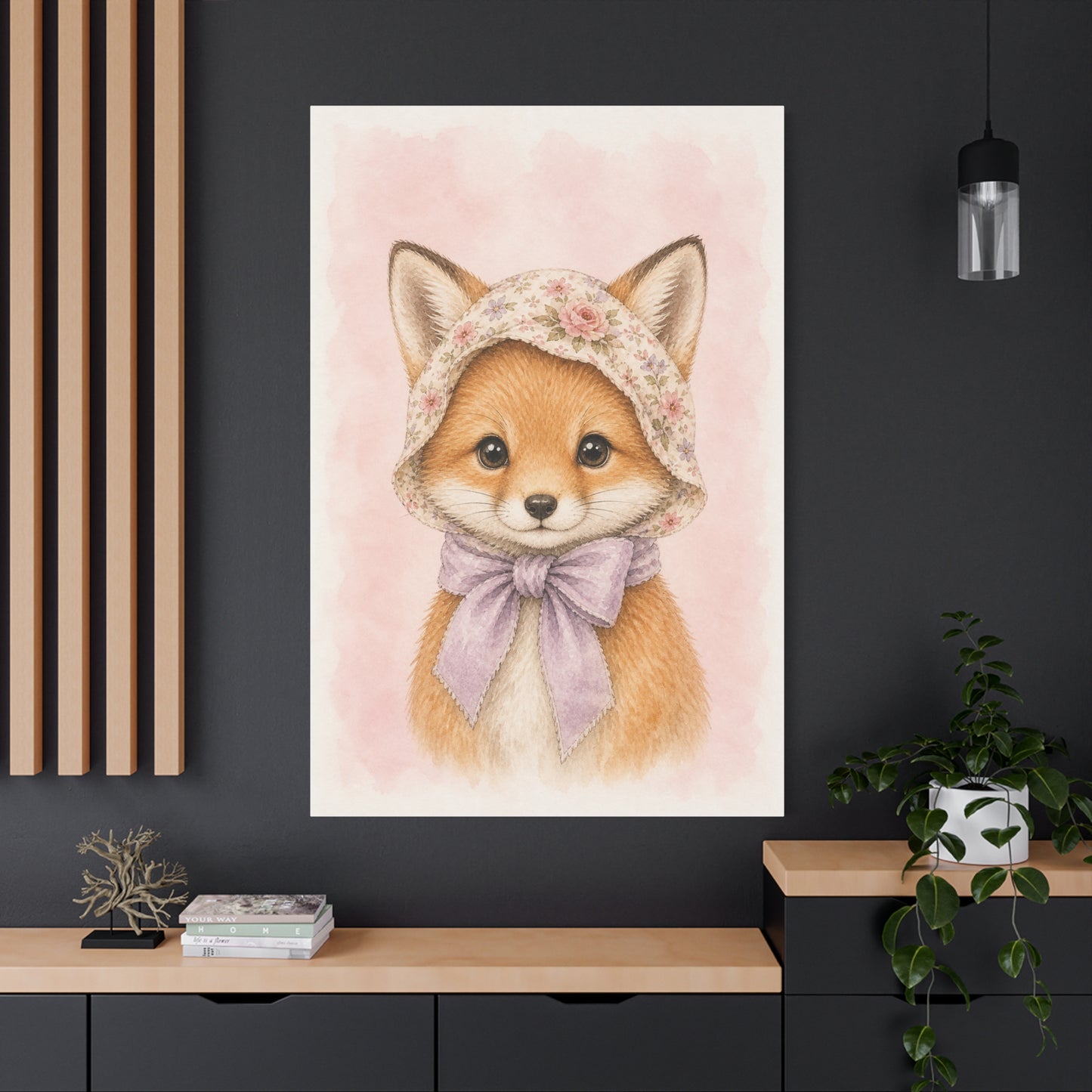 Baby Fox Nursery Canvas Wall Art | Watercolor Animal Print | Kids Room Decor