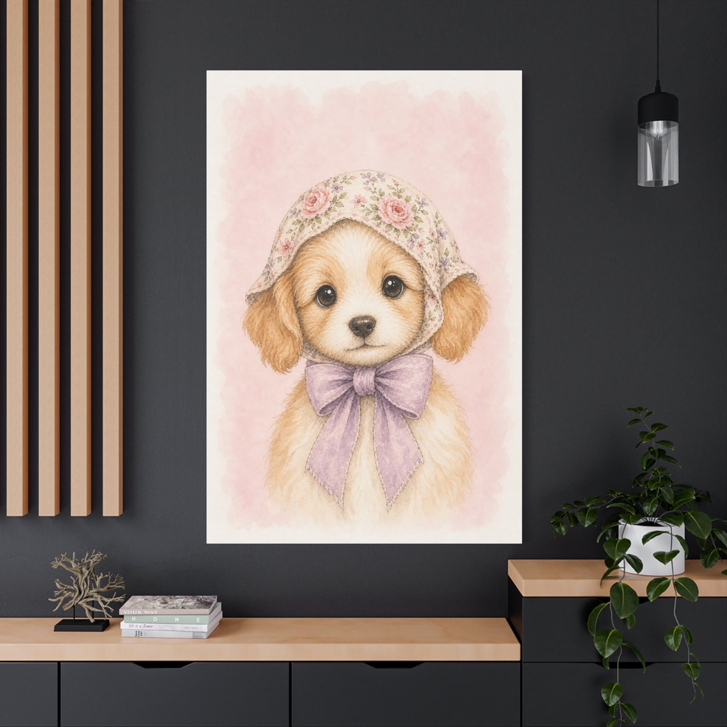 Baby Puppy Nursery Canvas Wall Art | Watercolor Animal Print | Kids Room Decor