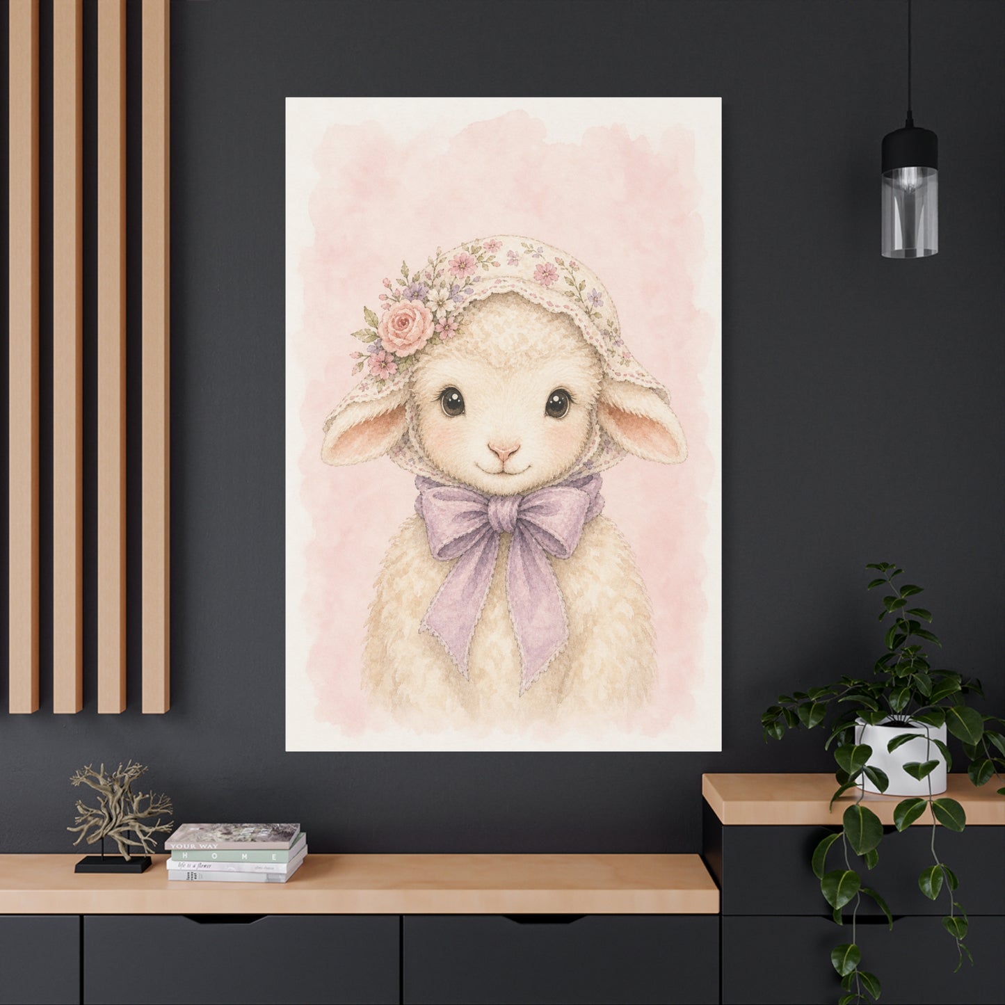 Baby Lamb Nursery Canvas Wall Art | Watercolor Animal Print | Kids Room Decor