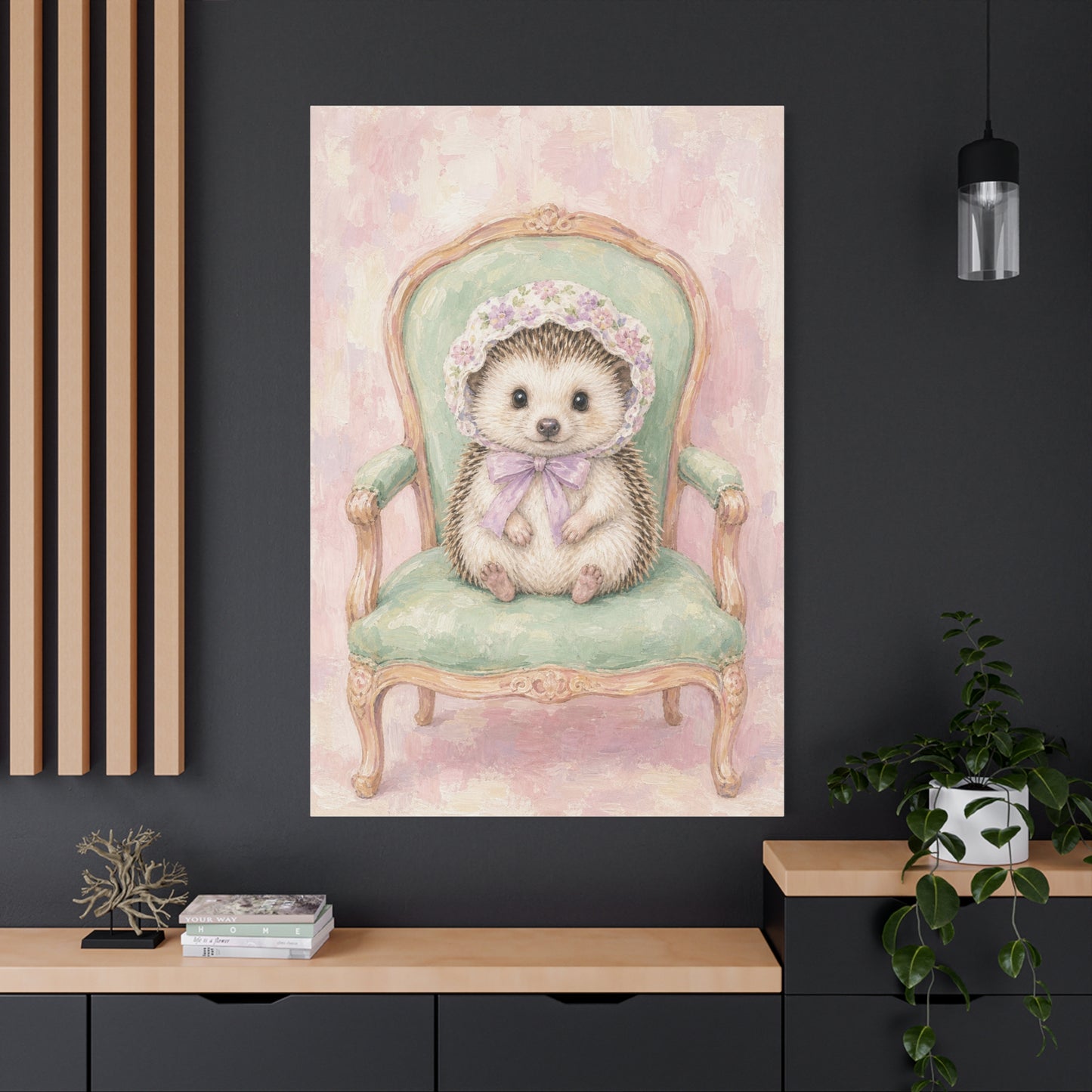 Baby Hedgehog Nursery Canvas Wall Art | Watercolor Animal Print | Kids Room Decor
