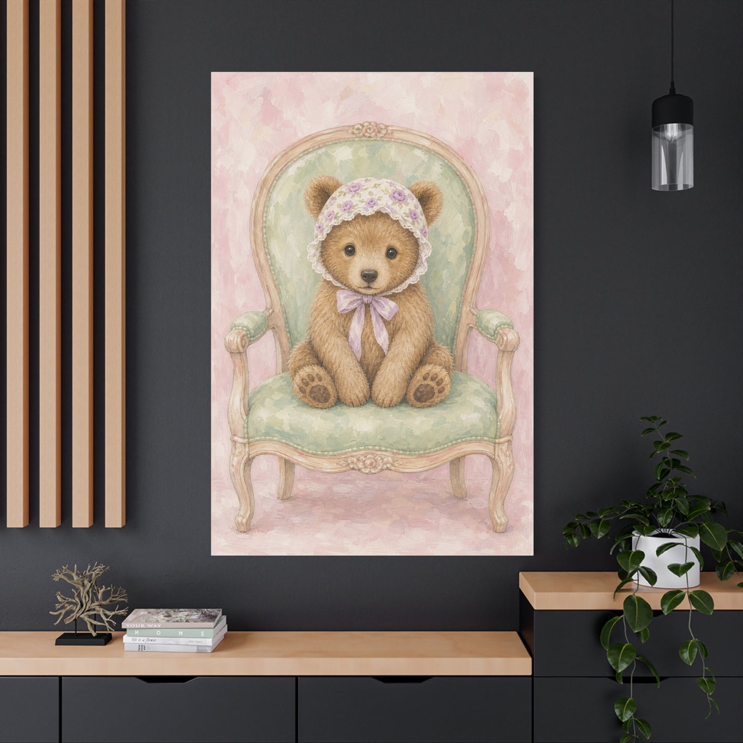 Baby Bear Nursery Canvas Wall Art | Watercolor Animal Print | Kids Room Decor