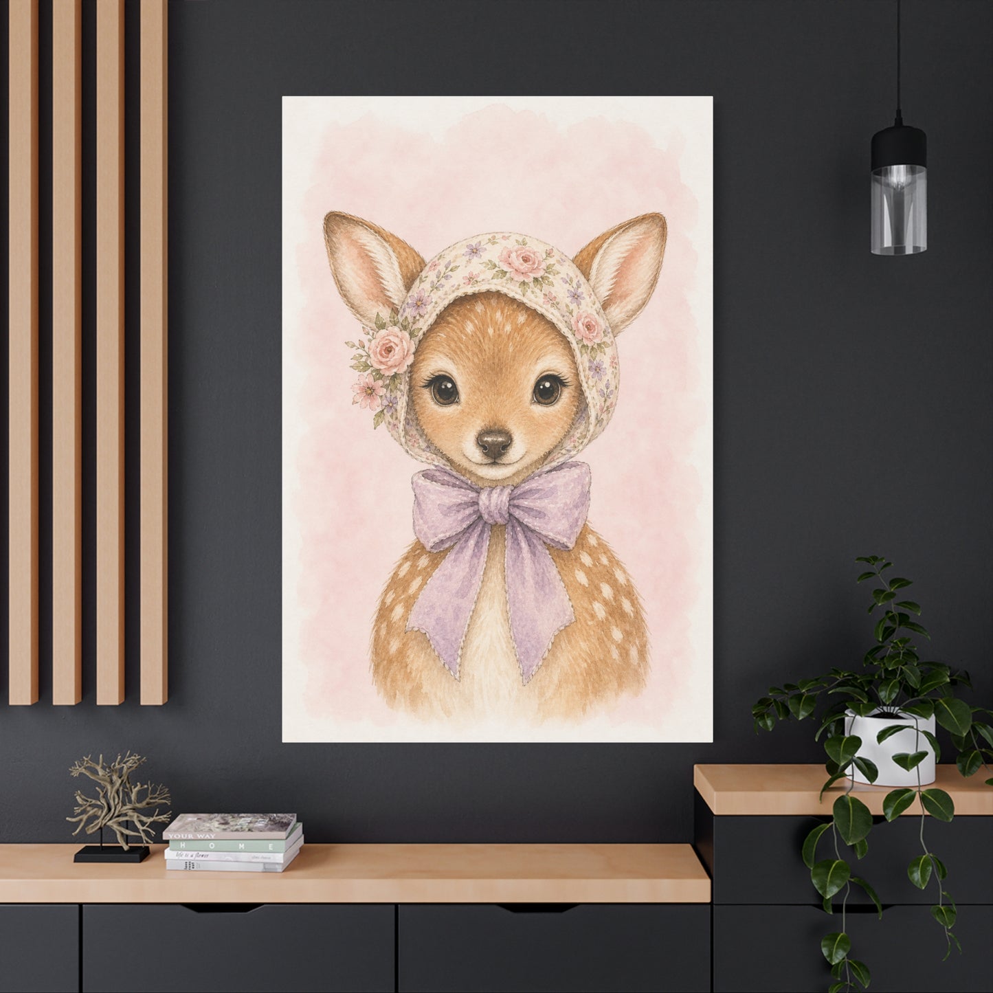 Baby Deer Nursery Canvas Wall Art | Watercolor Animal Print | Kids Room Decor