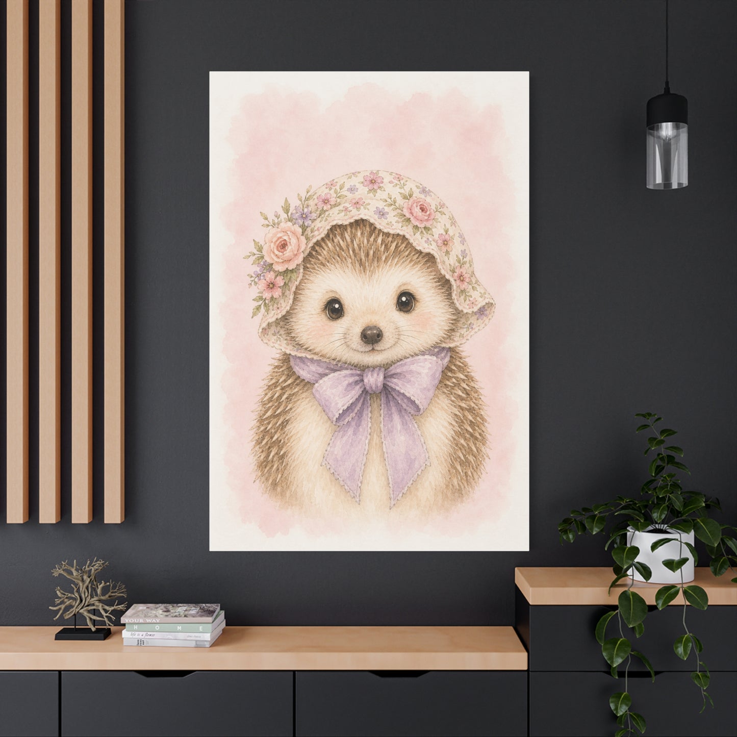 Baby Hedgehog Nursery Canvas Wall Art | Watercolor Animal Print | Kids Room Decor