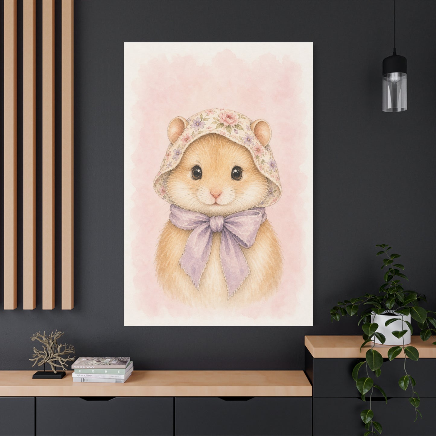 Baby Hamster Nursery Canvas Wall Art | Watercolor Animal Print | Kids Room Decor