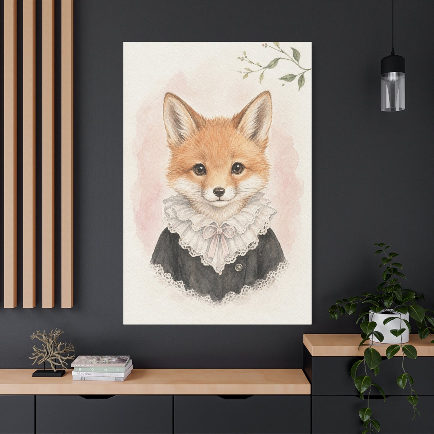Baby Fox Nursery Canvas Wall Art | Watercolor Animal Print | Kids Room Decor
