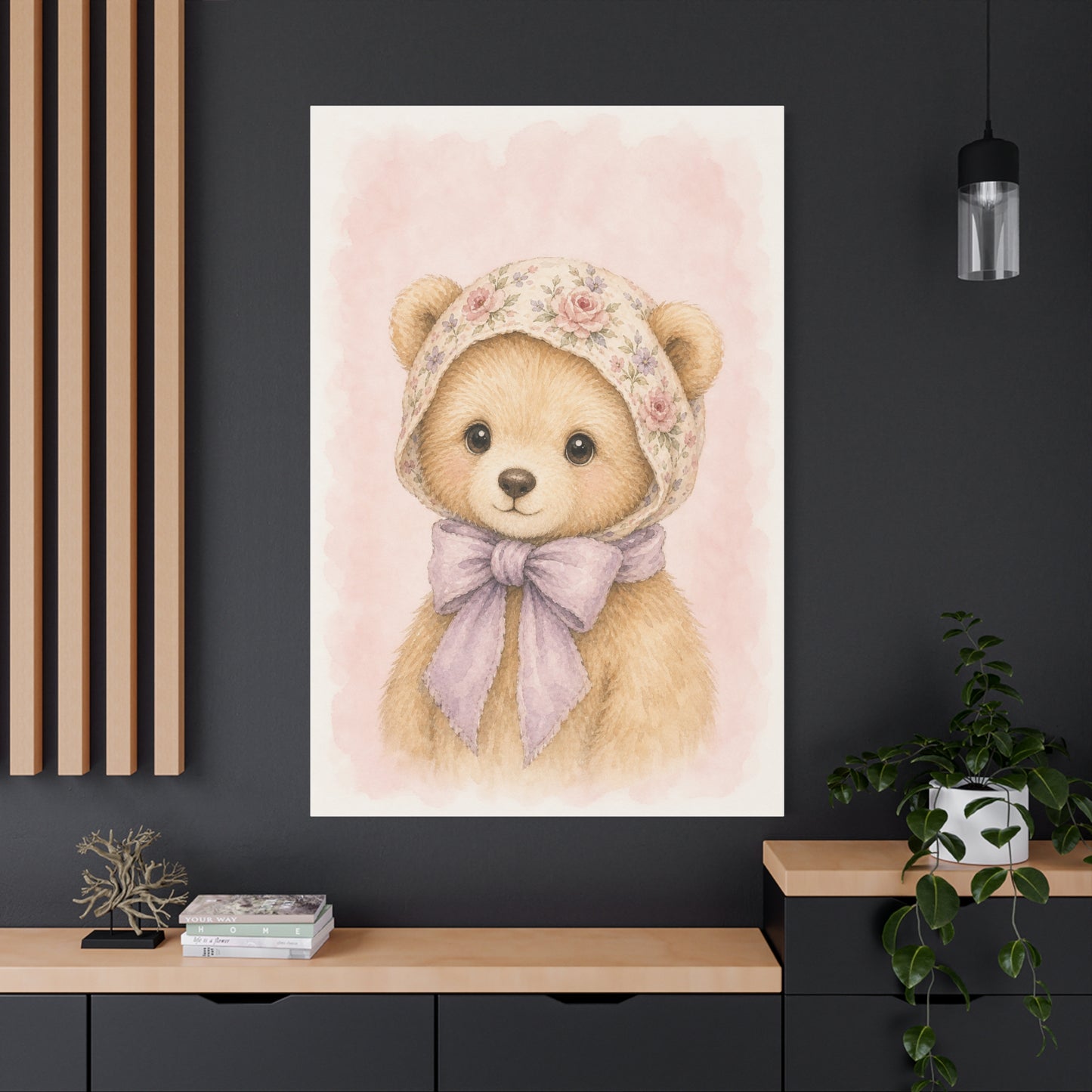 Baby Bear Nursery Canvas Wall Art | Watercolor Animal Print | Kids Room Decor