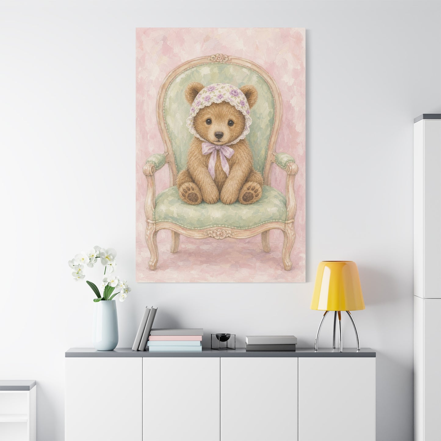 Baby Bear Nursery Canvas Wall Art | Watercolor Animal Print | Kids Room Decor