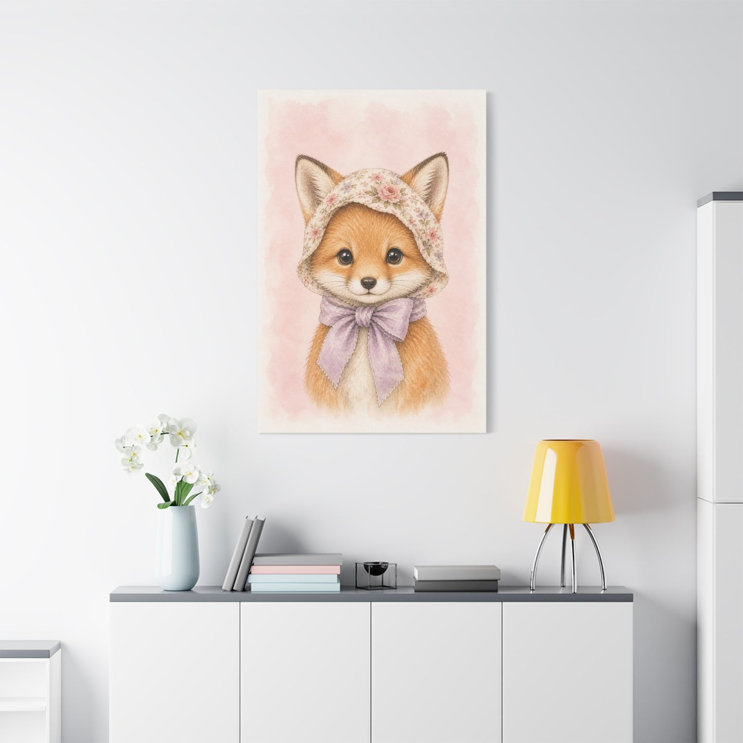 Baby Fox Nursery Canvas Wall Art | Watercolor Animal Print | Kids Room Decor