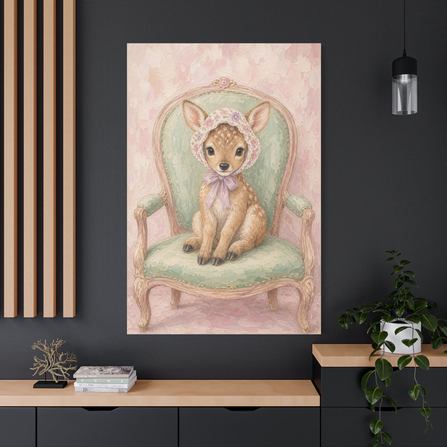 Baby Deer Nursery Canvas Wall Art | Watercolor Animal Print | Kids Room Decor