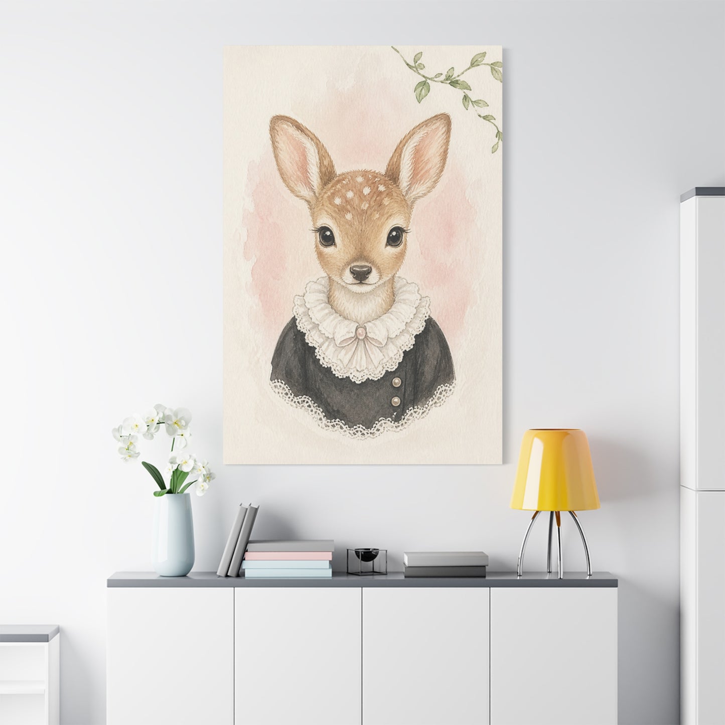Baby Deer Nursery Canvas Wall Art | Watercolor Animal Print | Kids Room Decor
