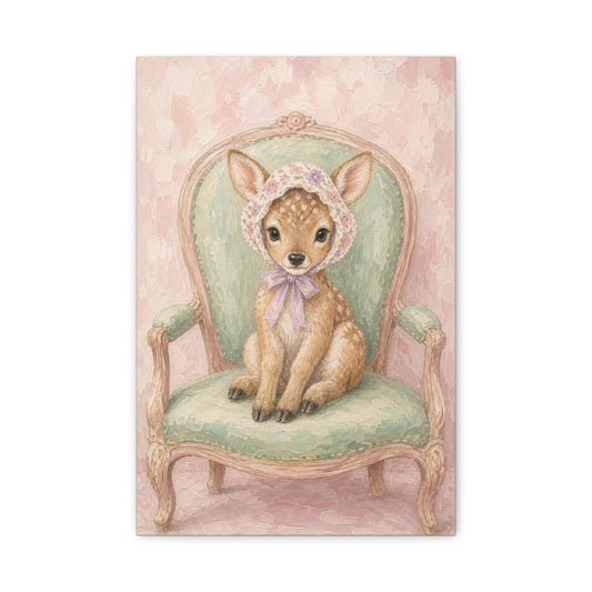 Baby Deer Nursery Canvas Wall Art | Watercolor Animal Print | Kids Room Decor