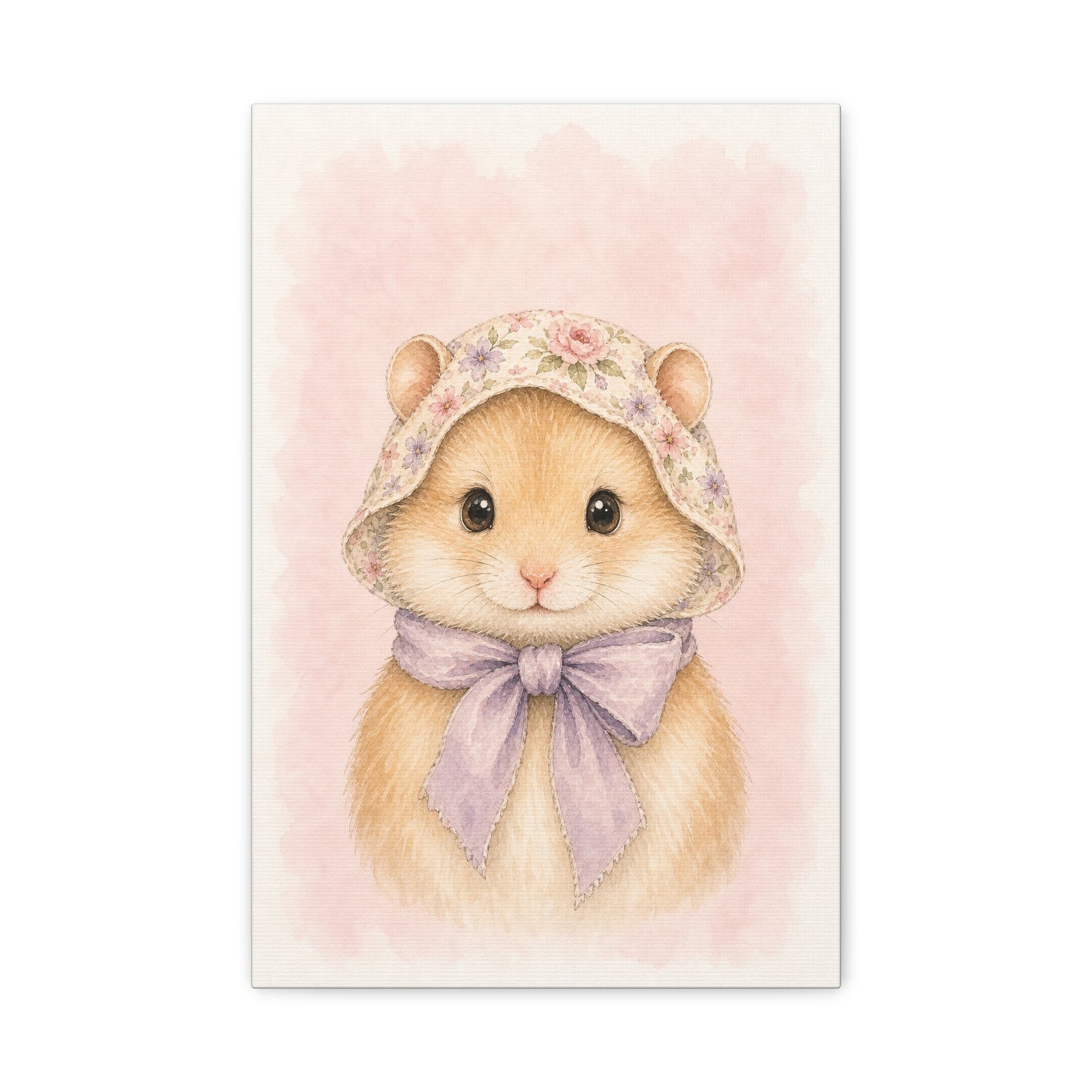 Baby Hamster Nursery Canvas Wall Art | Watercolor Animal Print | Kids Room Decor
