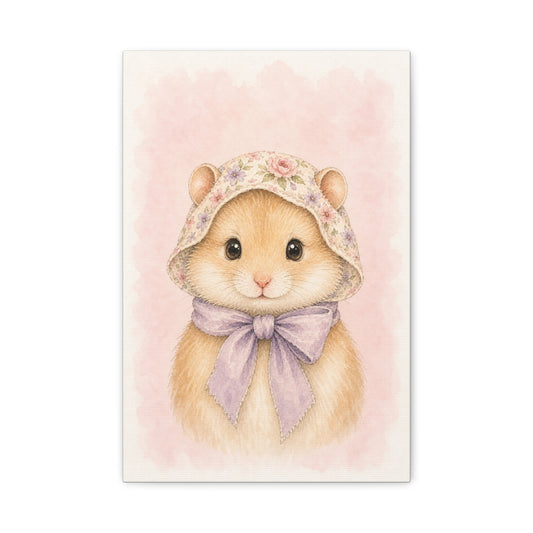 Baby Hamster Nursery Canvas Wall Art | Watercolor Animal Print | Kids Room Decor