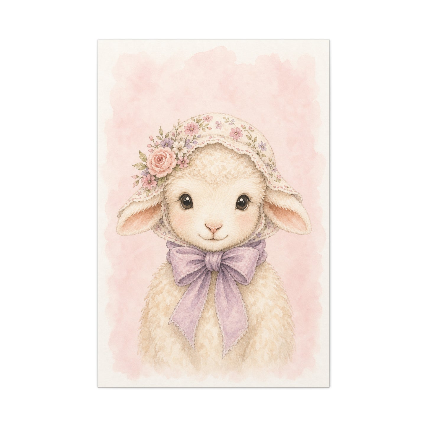 Baby Lamb Nursery Canvas Wall Art | Watercolor Animal Print | Kids Room Decor