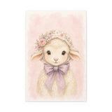 Baby Lamb Nursery Canvas Wall Art — Floral & lavender series. Product mockup 5 of 24.