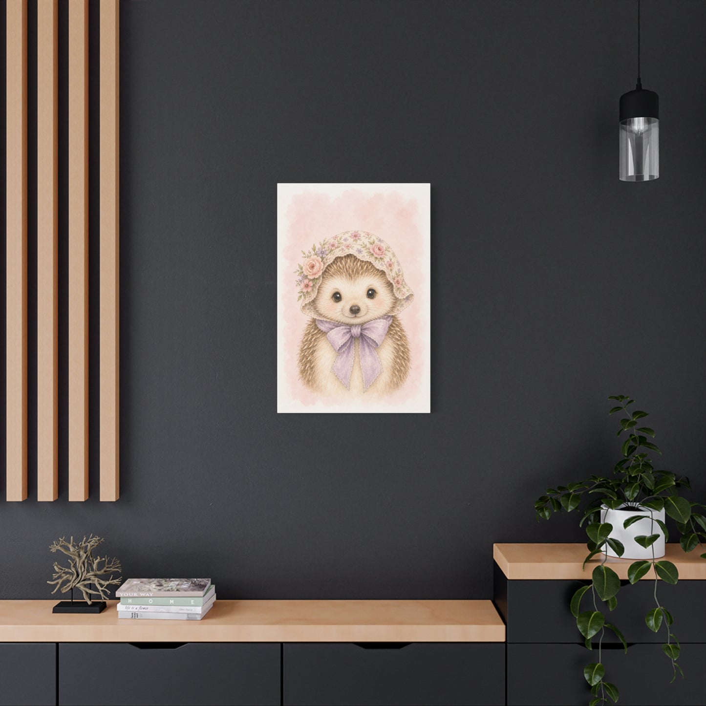 Baby Hedgehog Nursery Canvas Wall Art | Watercolor Animal Print | Kids Room Decor