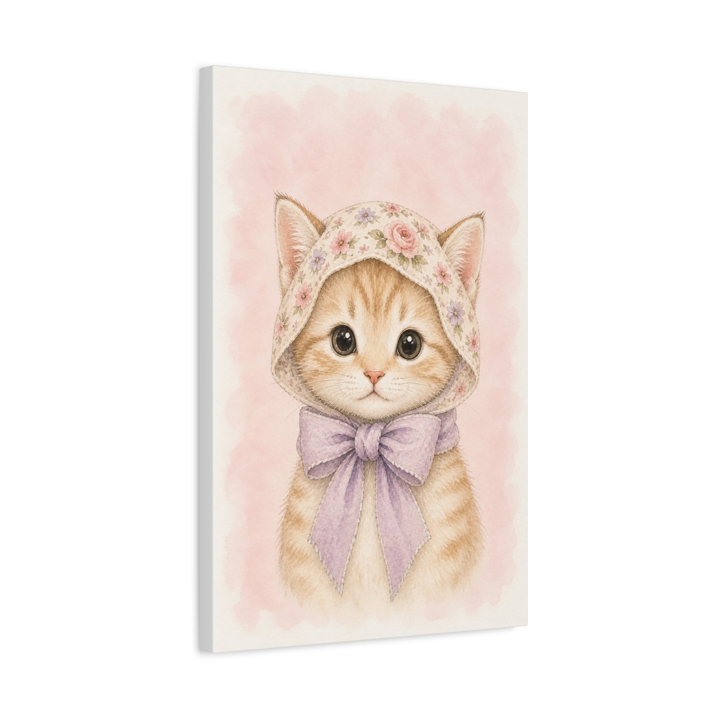 Baby Kitten Nursery Canvas Wall Art | Watercolor Animal Print | Kids Room Decor