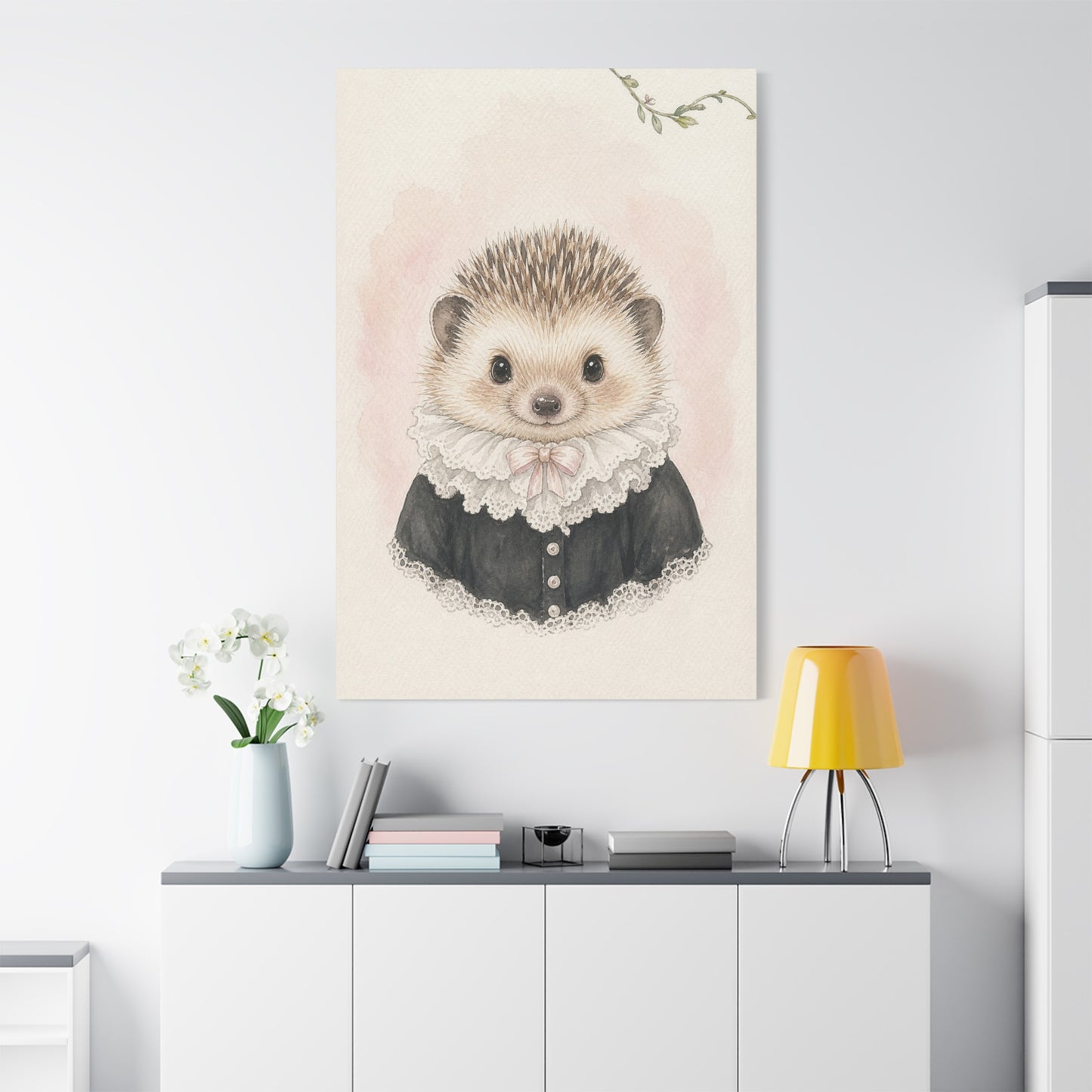 Baby Hedgehog Nursery Canvas Wall Art | Watercolor Animal Print | Kids Room Decor