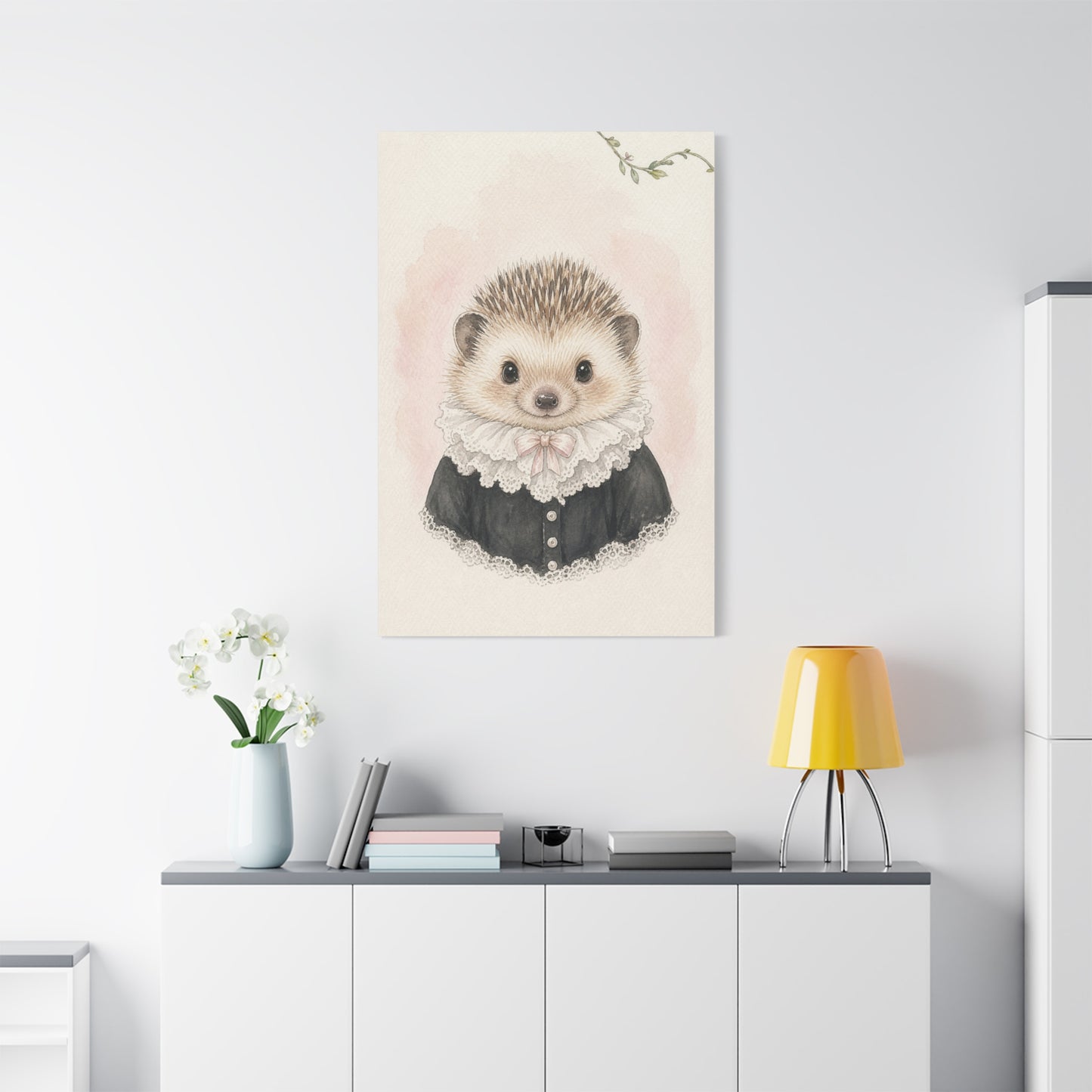 Baby Hedgehog Nursery Canvas Wall Art | Watercolor Animal Print | Kids Room Decor