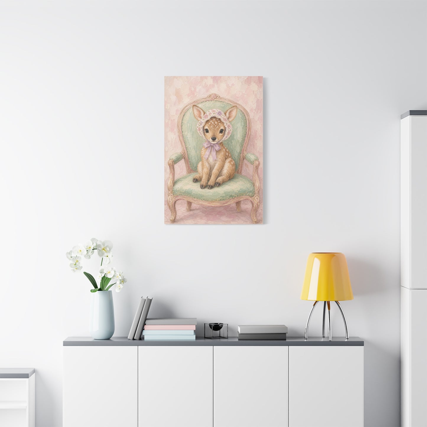 Baby Deer Nursery Canvas Wall Art | Watercolor Animal Print | Kids Room Decor