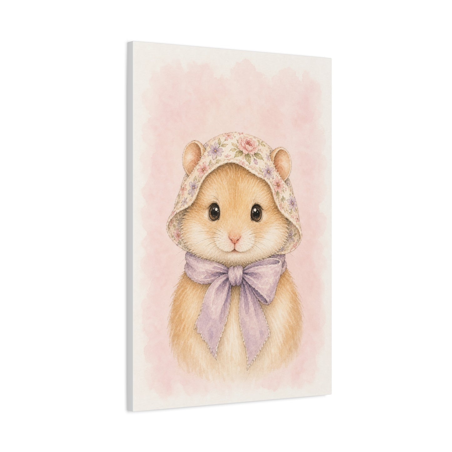 Baby Hamster Nursery Canvas Wall Art | Watercolor Animal Print | Kids Room Decor