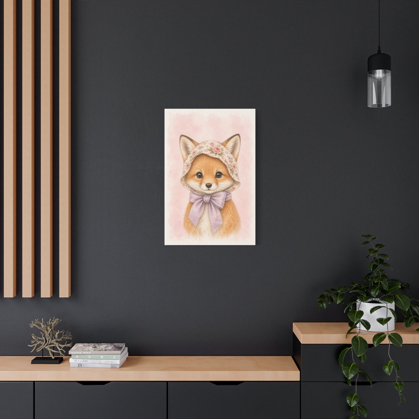 Baby Fox Nursery Canvas Wall Art | Watercolor Animal Print | Kids Room Decor