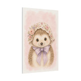 Baby Hedgehog Nursery Canvas Wall Art — Floral & lavender series. Product mockup 22 of 24.