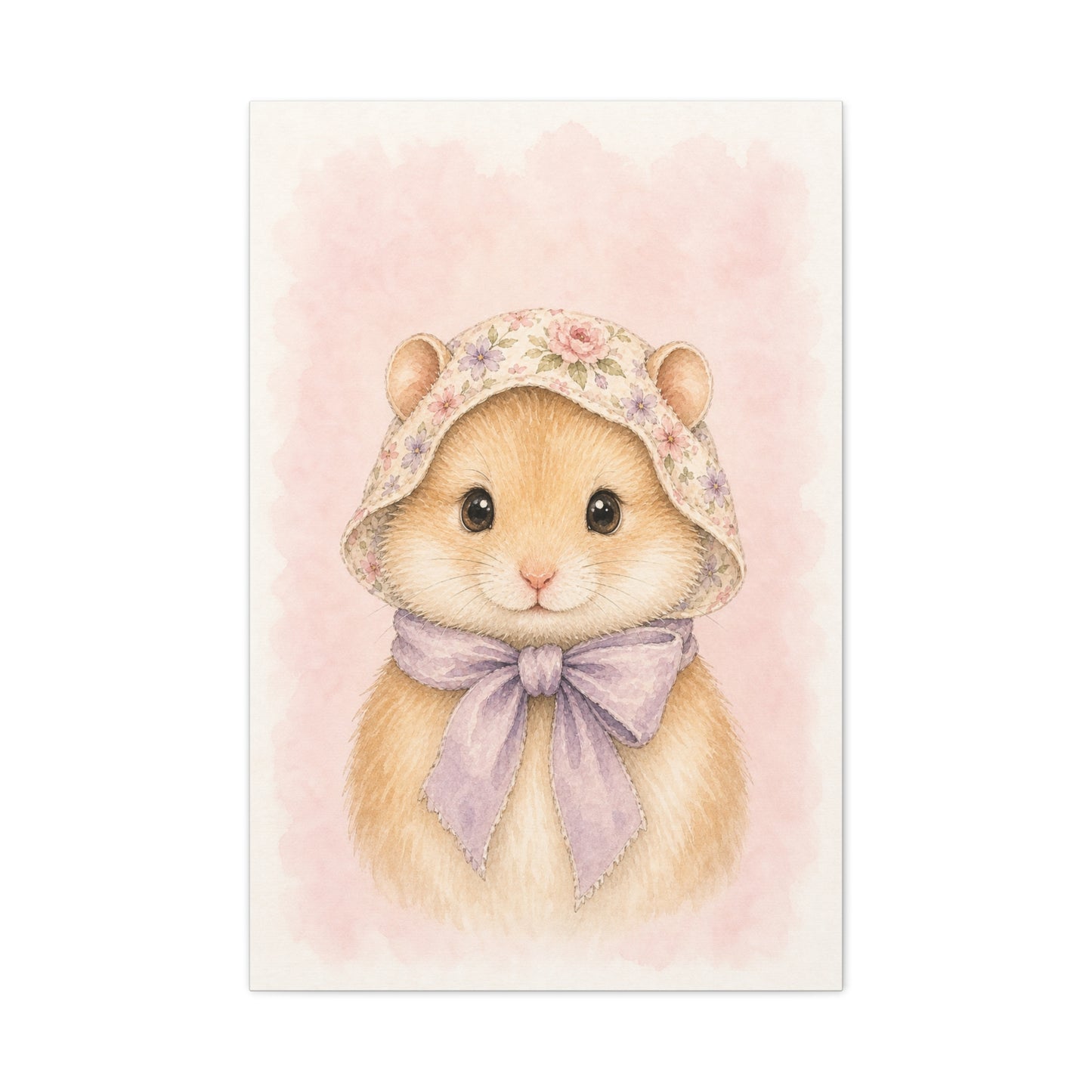 Baby Hamster Nursery Canvas Wall Art | Watercolor Animal Print | Kids Room Decor