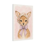Baby Deer Nursery Canvas Wall Art — Floral & lavender series. Product mockup 16 of 24.