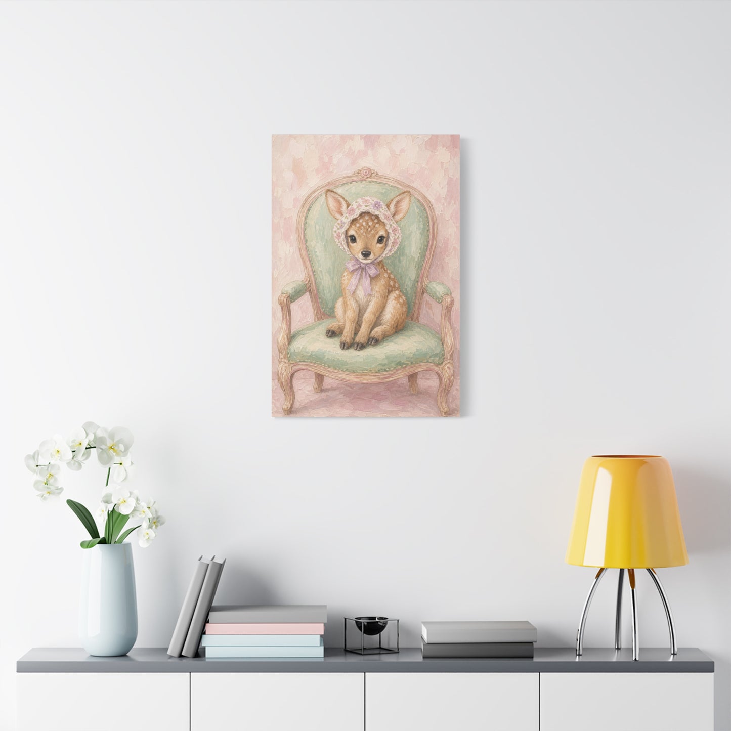 Baby Deer Nursery Canvas Wall Art | Watercolor Animal Print | Kids Room Decor