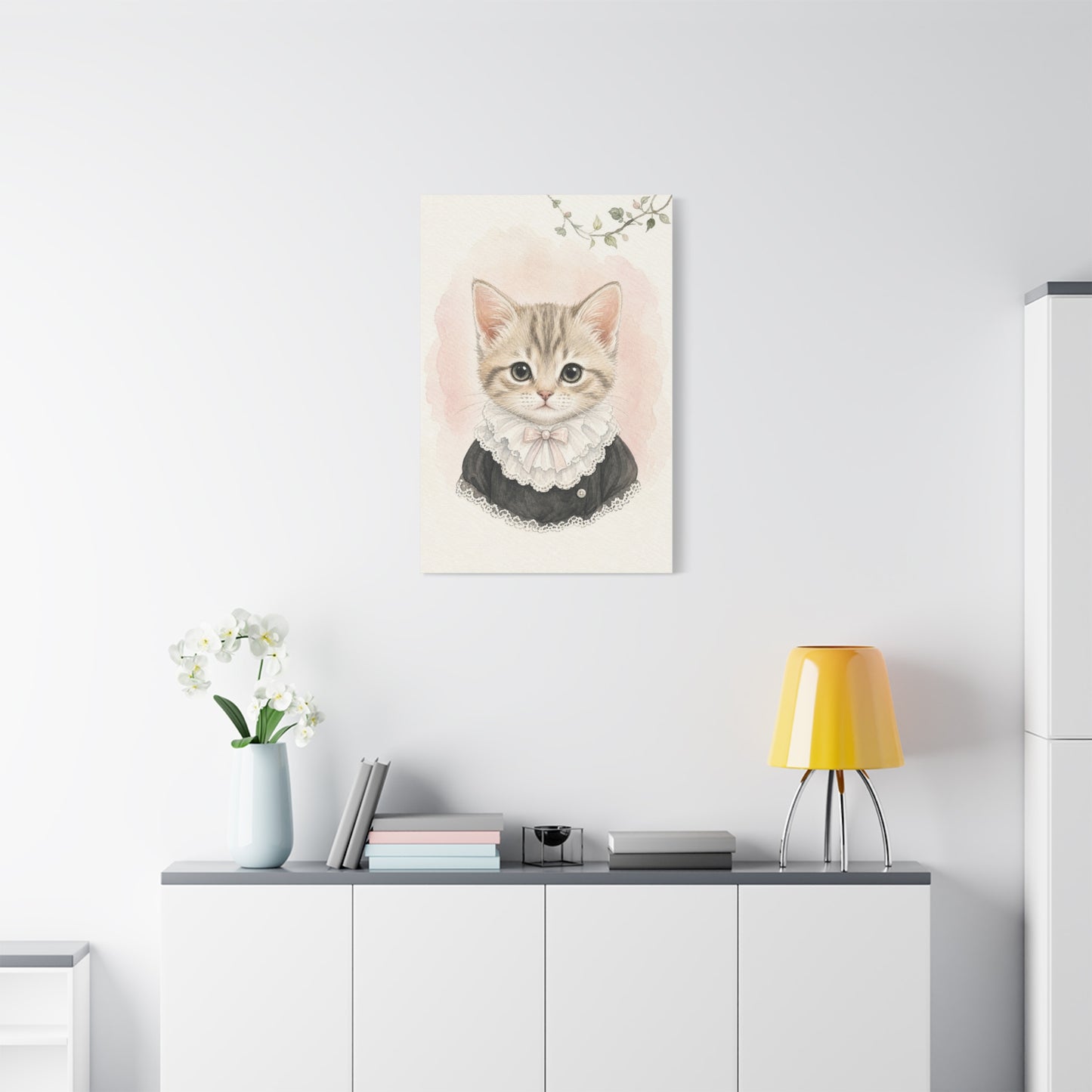 Baby Kitten Nursery Canvas Wall Art | Watercolor Animal Print | Kids Room Decor