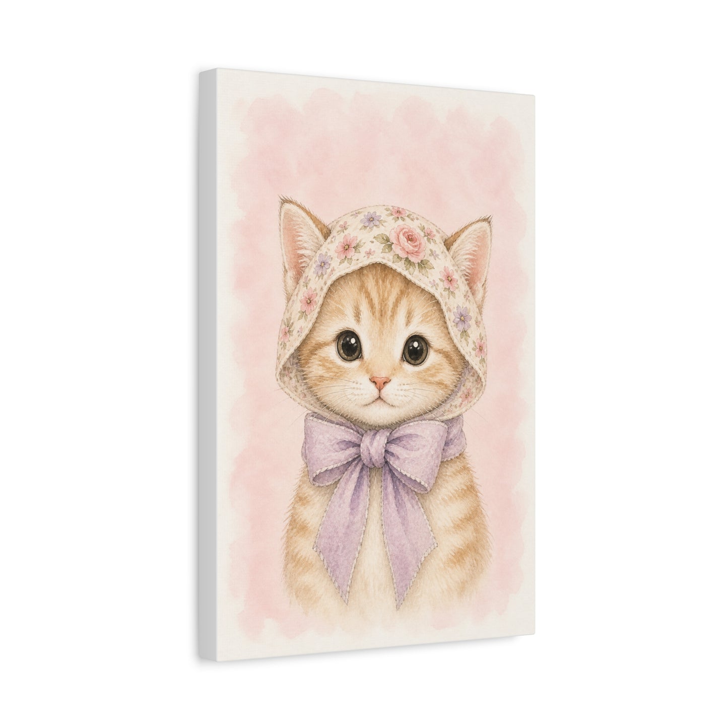 Baby Kitten Nursery Canvas Wall Art | Watercolor Animal Print | Kids Room Decor