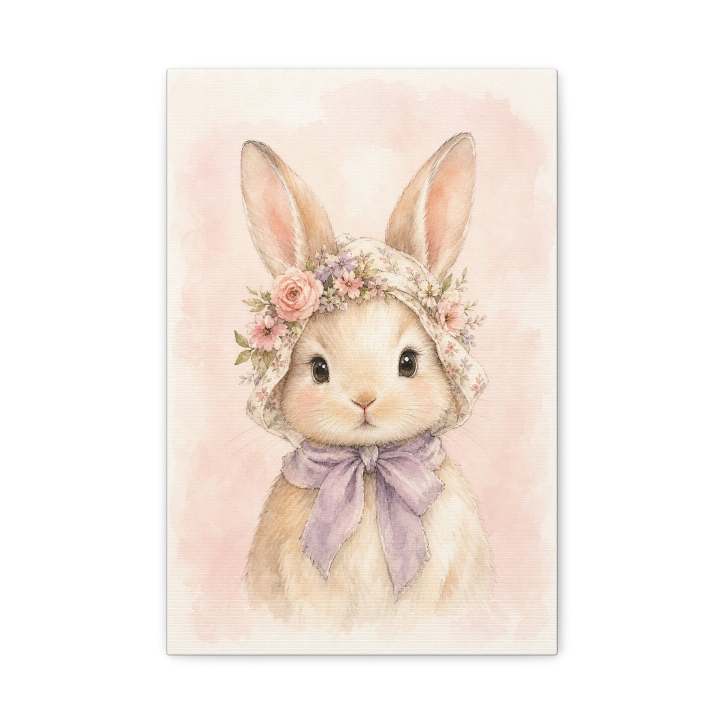 Baby Rabbit Nursery Canvas Wall Art | Watercolor Animal Print | Kids Room Decor