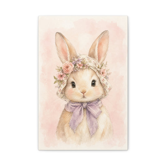 Baby Rabbit Nursery Canvas Wall Art | Watercolor Animal Print | Kids Room Decor
