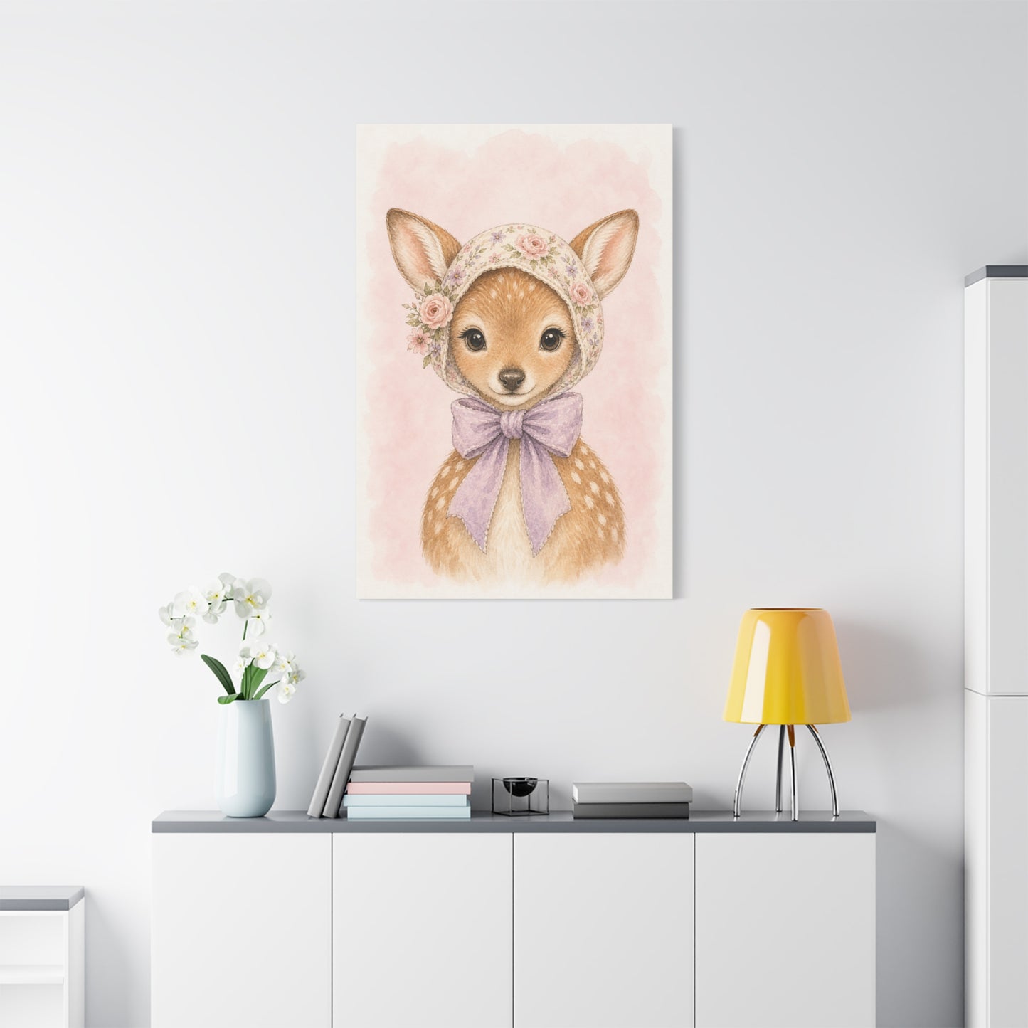 Baby Deer Nursery Canvas Wall Art | Watercolor Animal Print | Kids Room Decor