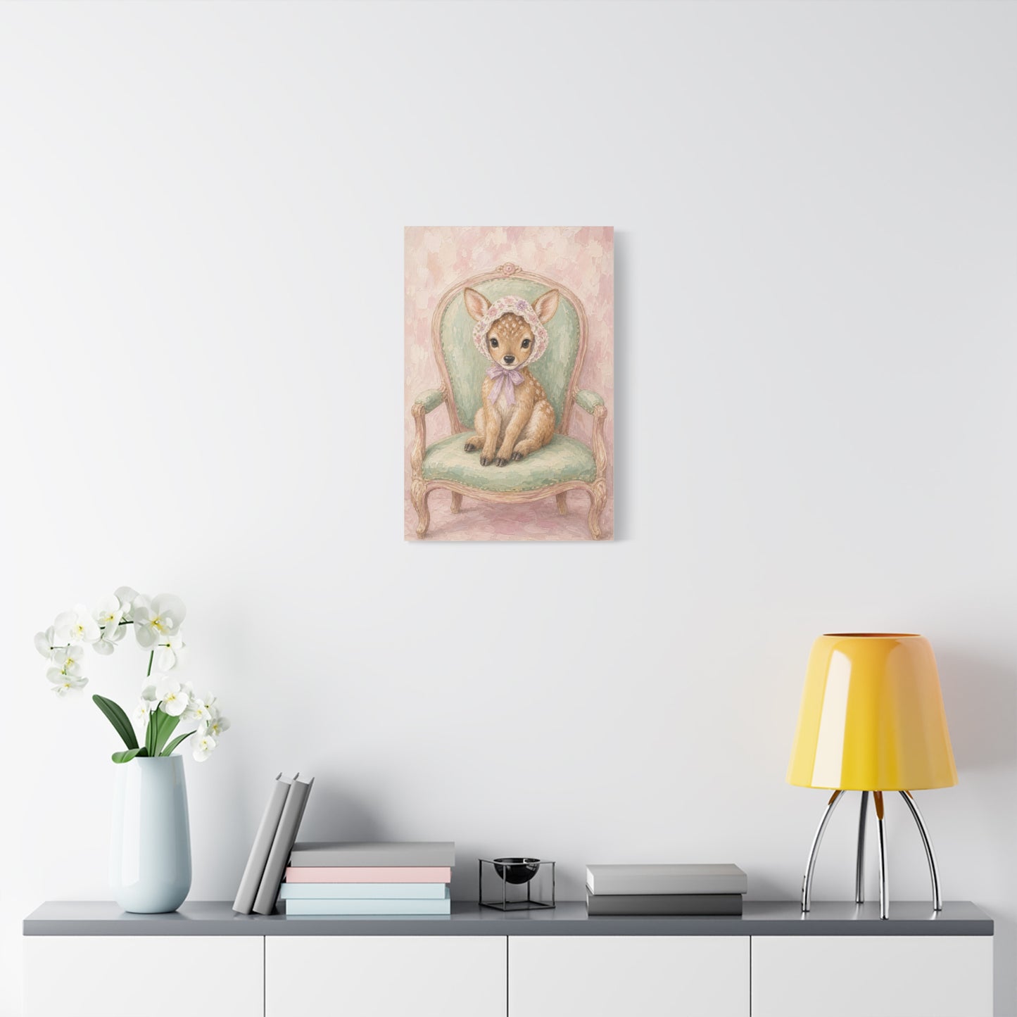 Baby Deer Nursery Canvas Wall Art | Watercolor Animal Print | Kids Room Decor