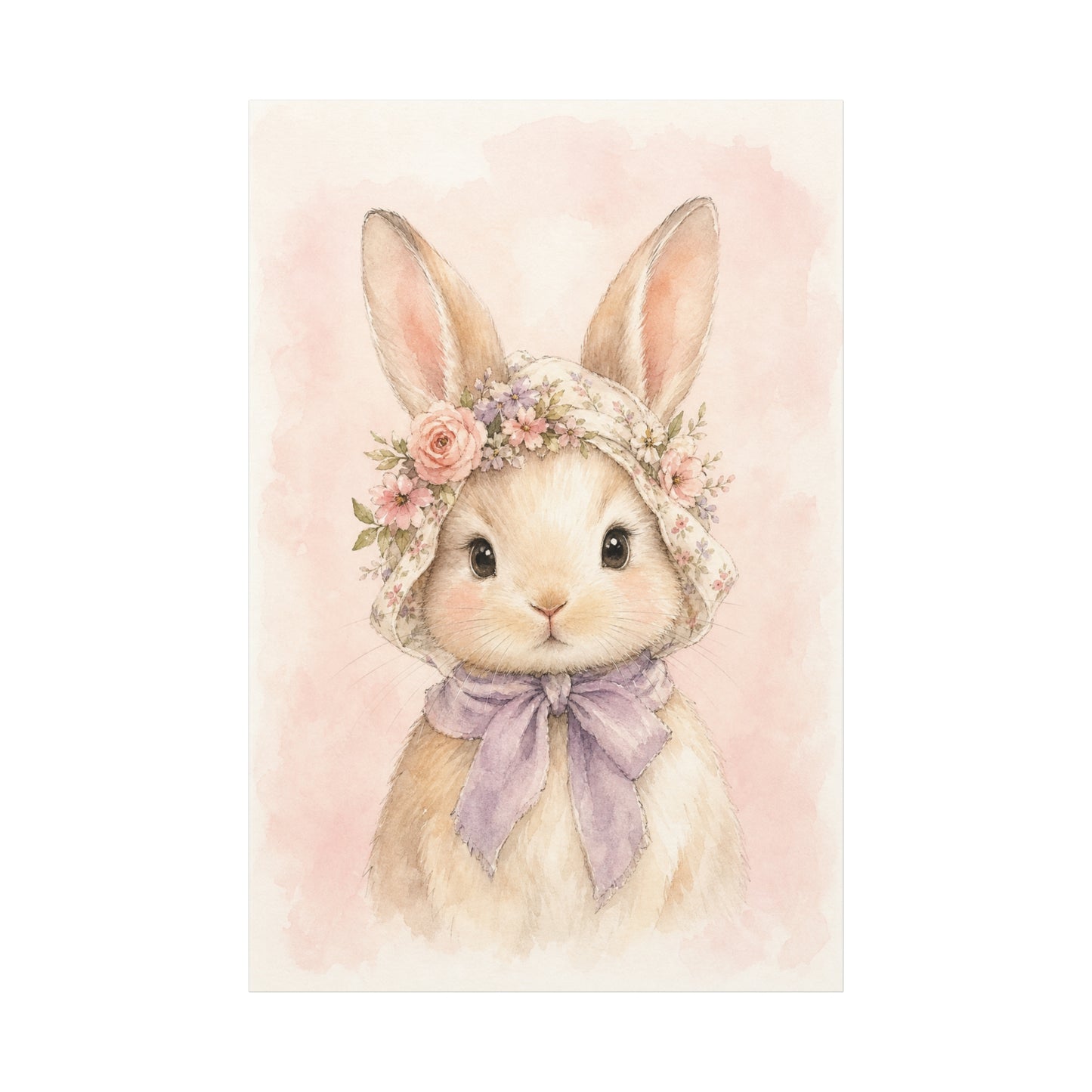 Baby Rabbit Nursery Canvas Wall Art | Watercolor Animal Print | Kids Room Decor