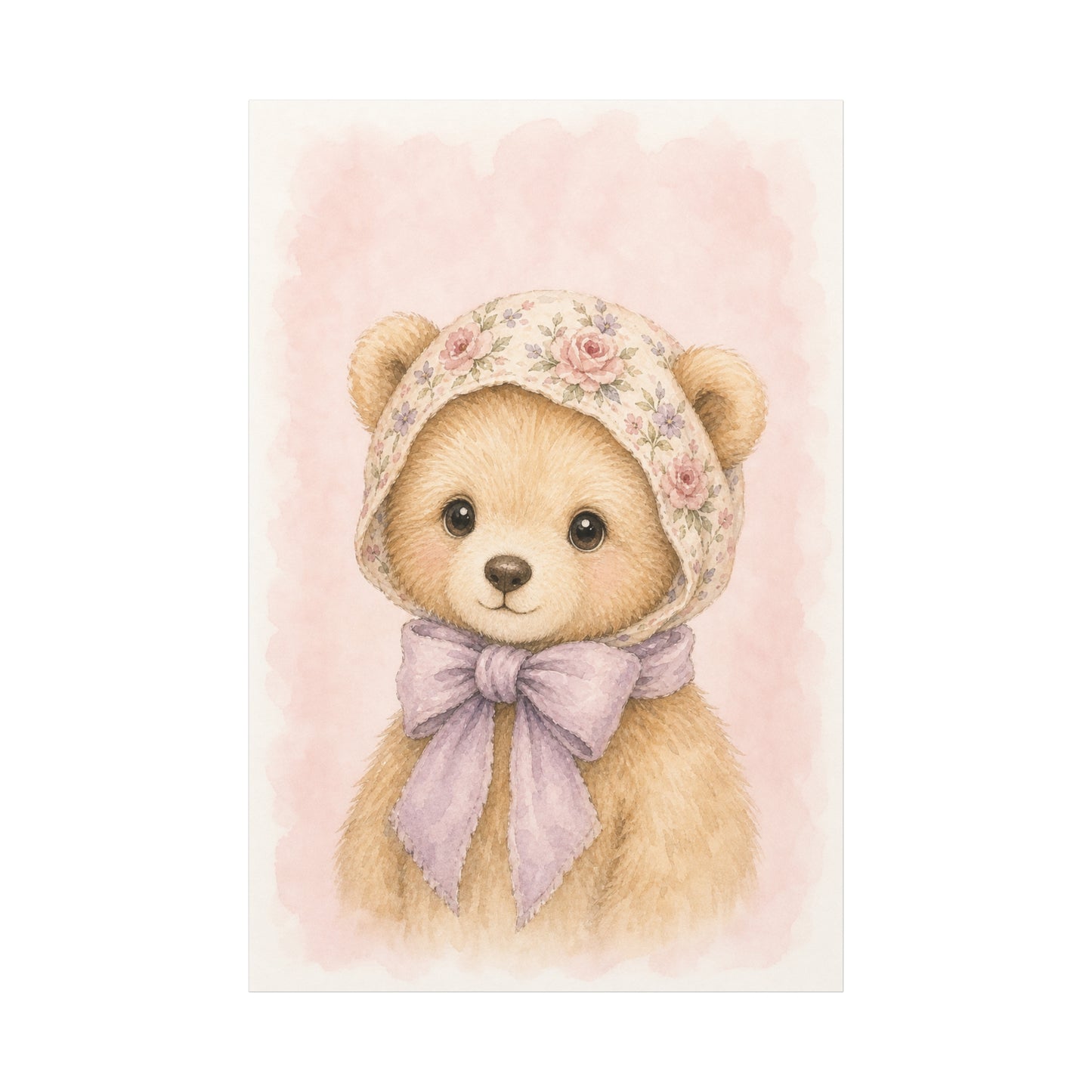 Baby Bear Nursery Canvas Wall Art | Watercolor Animal Print | Kids Room Decor