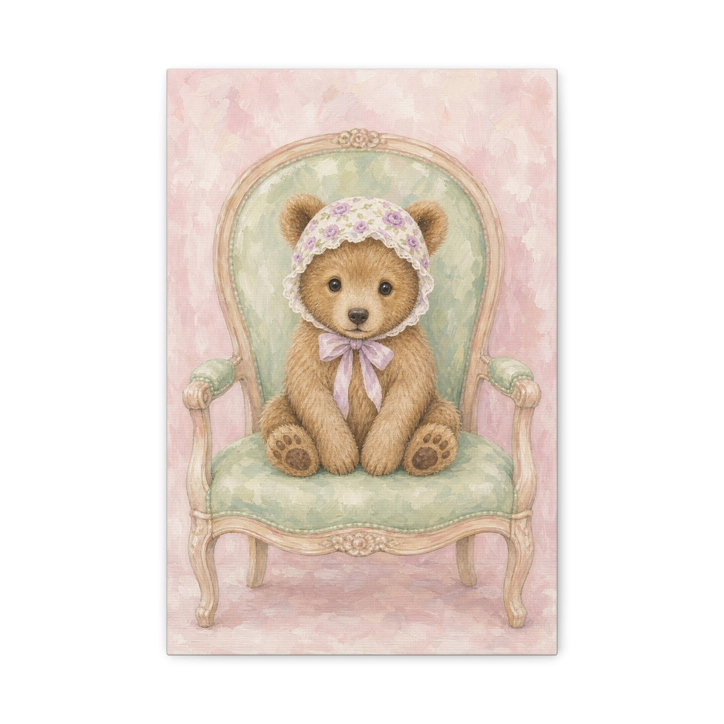 Baby Bear Nursery Canvas Wall Art | Watercolor Animal Print | Kids Room Decor