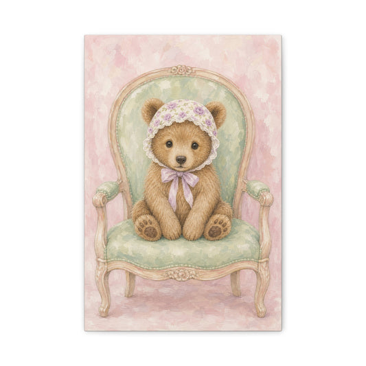 Baby Bear Nursery Canvas Wall Art | Watercolor Animal Print | Kids Room Decor