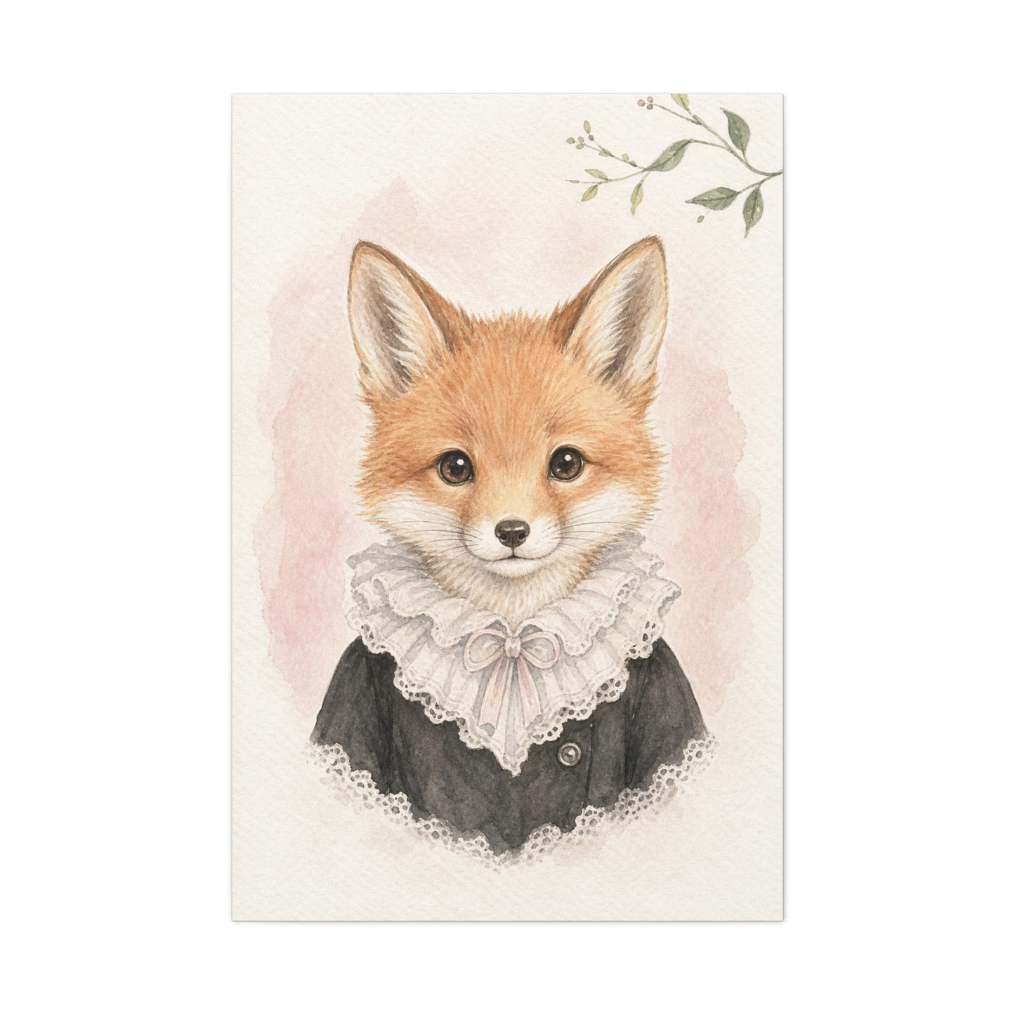 Baby Fox Nursery Canvas Wall Art | Watercolor Animal Print | Kids Room Decor