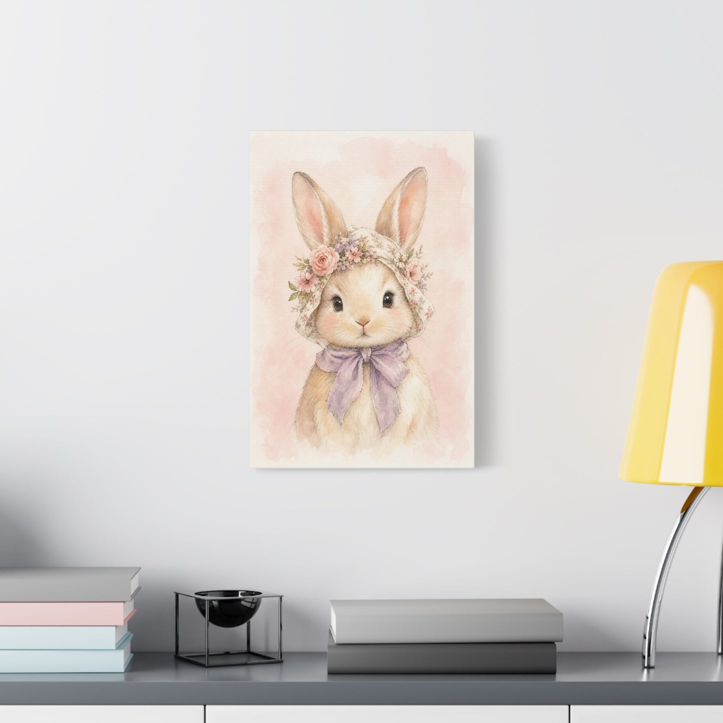 Baby Rabbit Nursery Canvas Wall Art | Watercolor Animal Print | Kids Room Decor