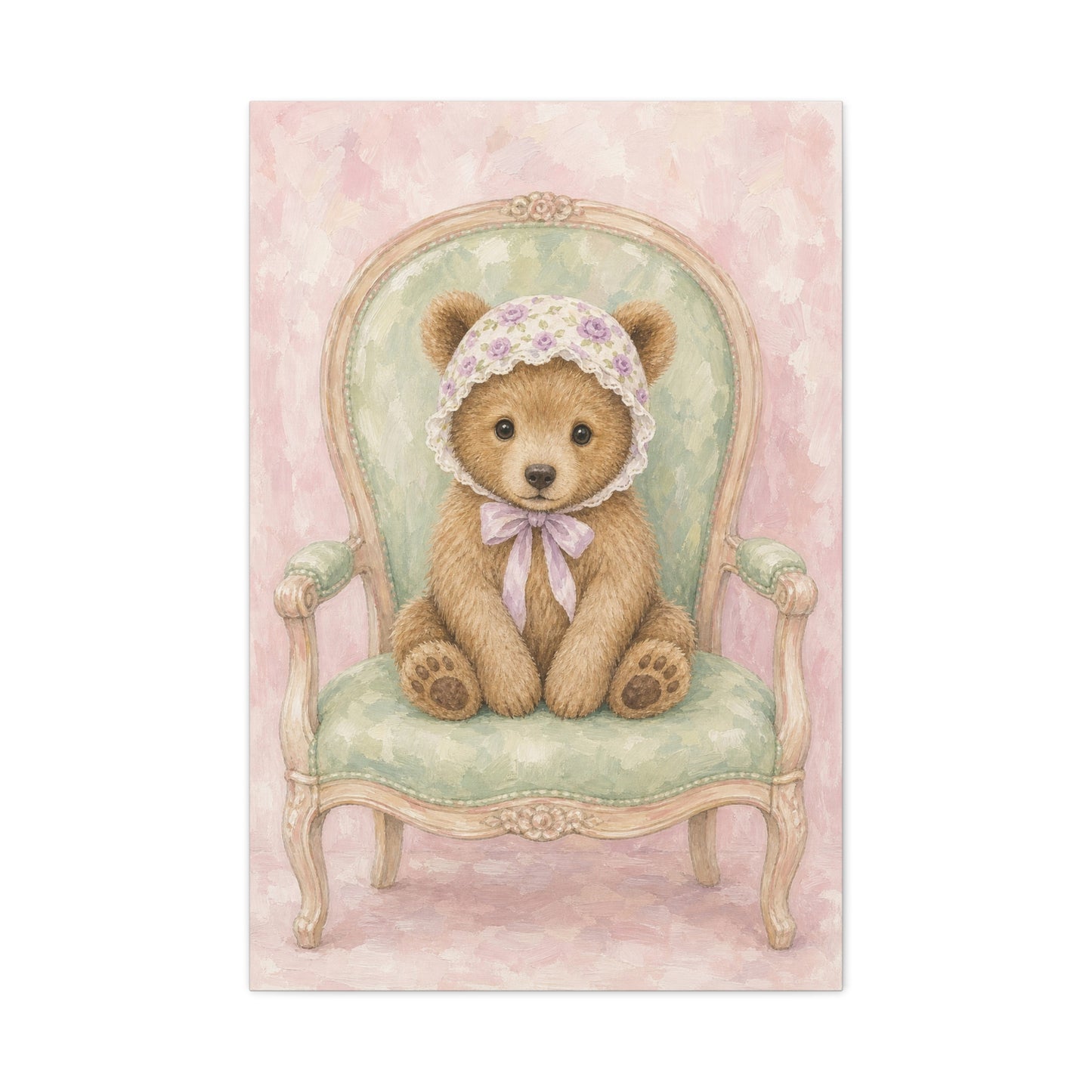 Baby Bear Nursery Canvas Wall Art | Watercolor Animal Print | Kids Room Decor
