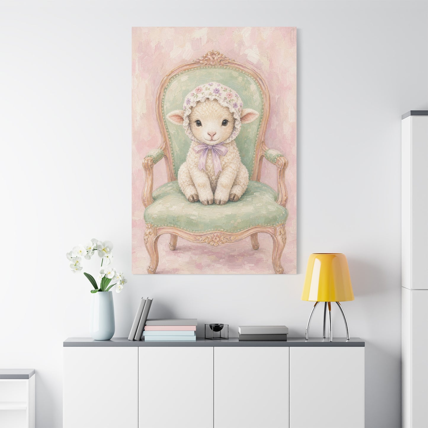 Baby Lamb Nursery Canvas Wall Art | Watercolor Animal Print | Kids Room Decor