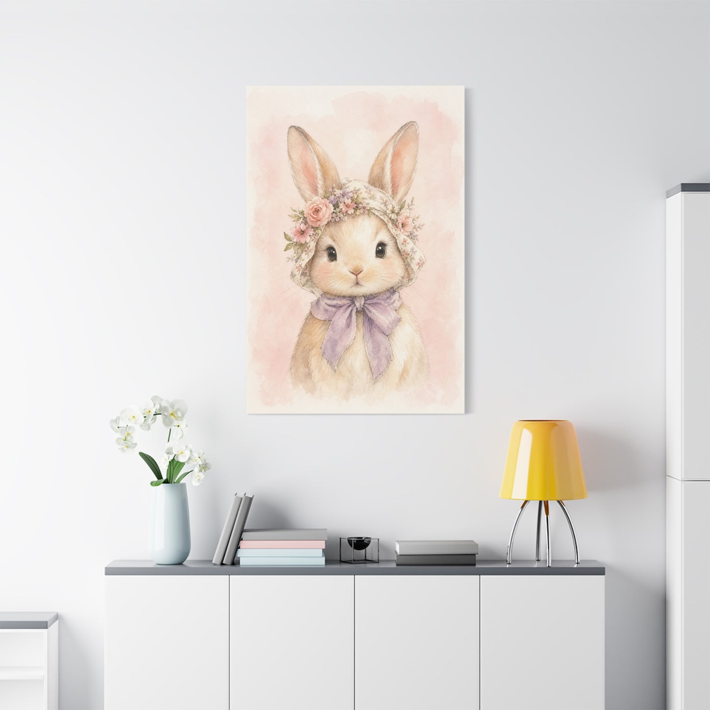 Baby Rabbit Nursery Canvas Wall Art | Watercolor Animal Print | Kids Room Decor