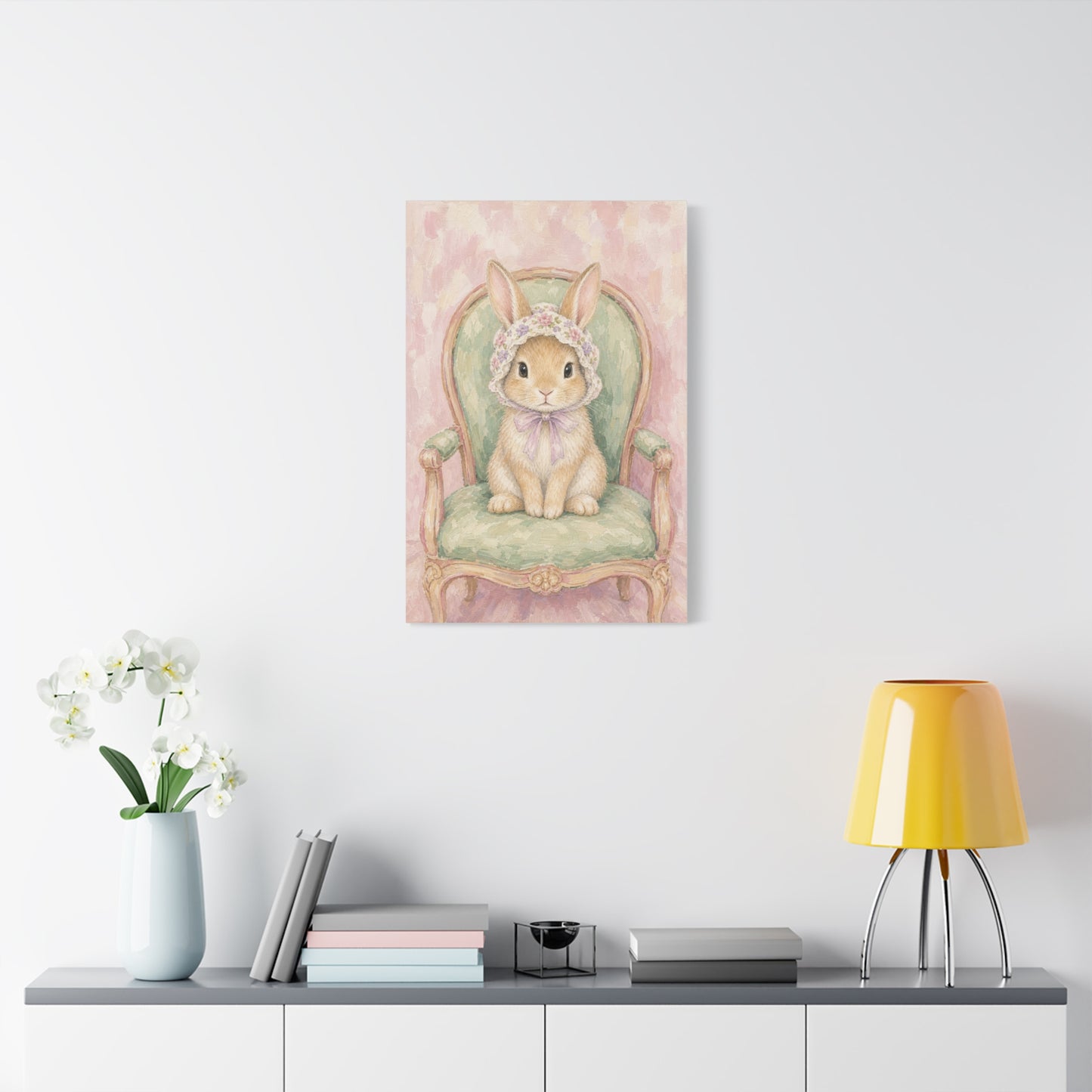 Baby Rabbit Nursery Canvas Wall Art | Watercolor Animal Print | Kids Room Decor