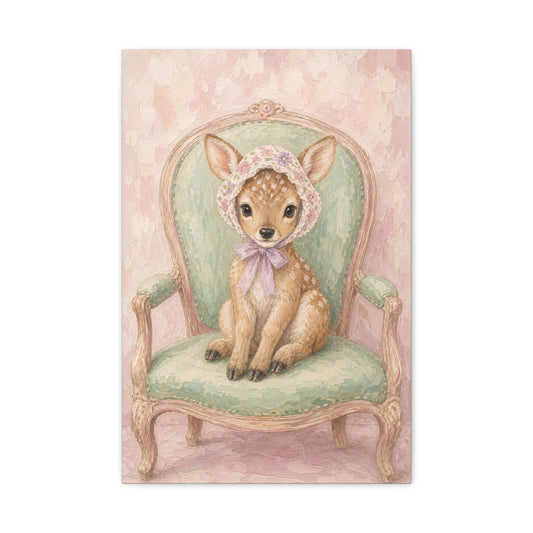 Baby Deer Nursery Canvas Wall Art | Watercolor Animal Print | Kids Room Decor