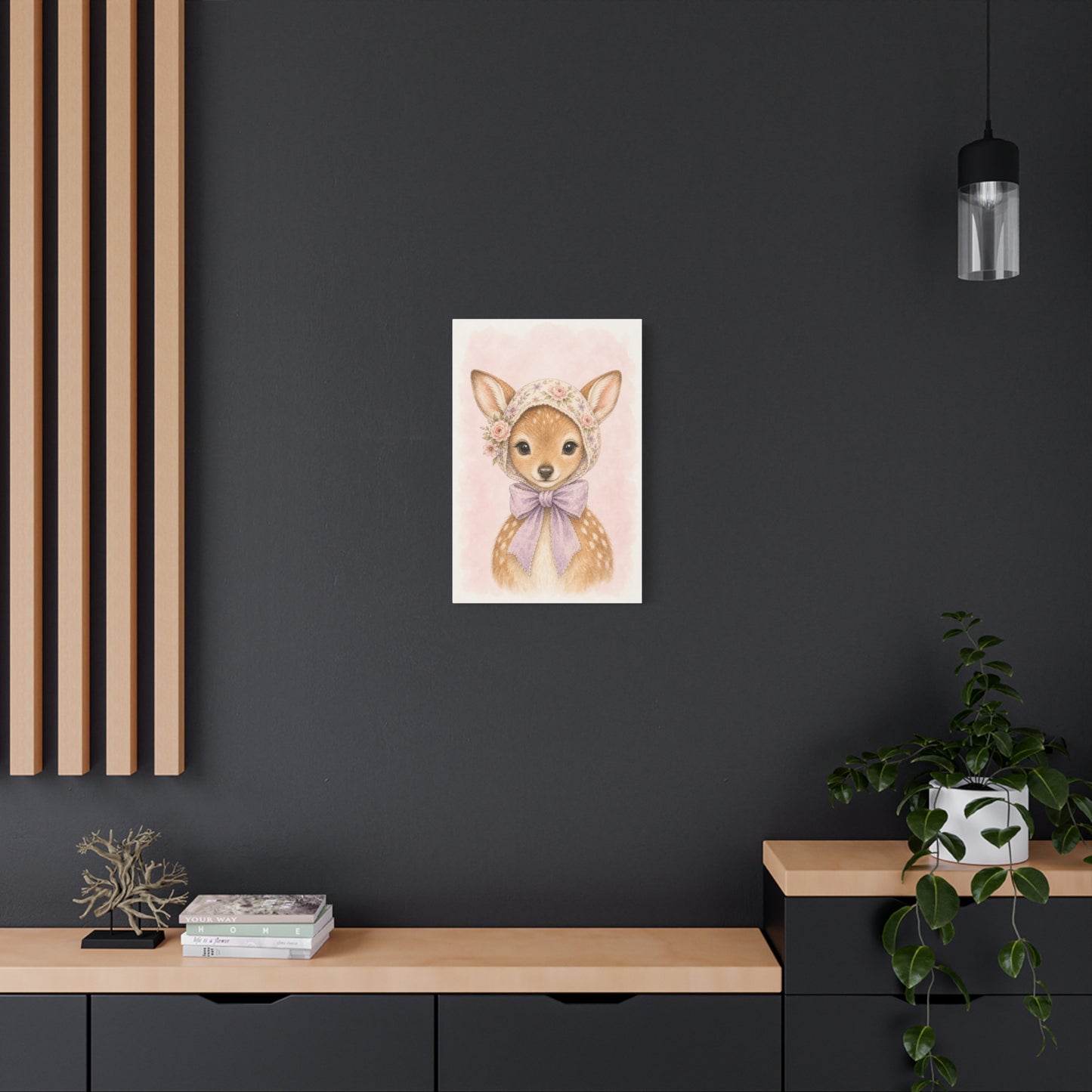 Baby Deer Nursery Canvas Wall Art | Watercolor Animal Print | Kids Room Decor